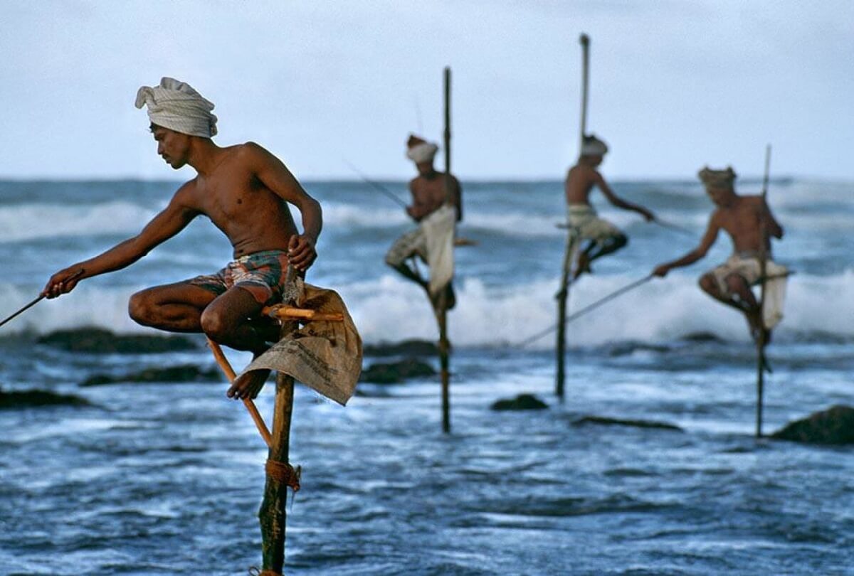 Weligama sobre zancos srilanka