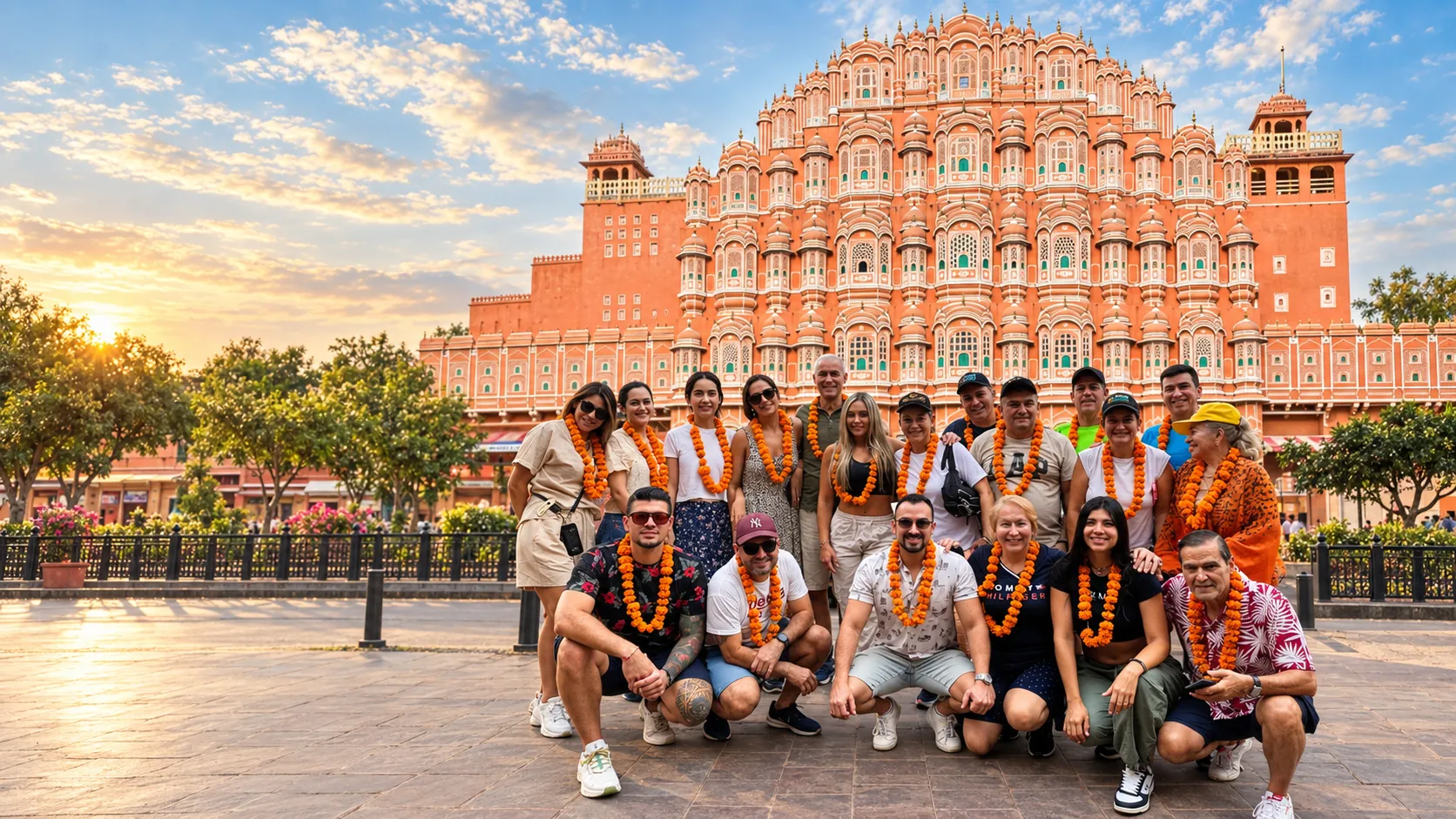 Viajeros de Tusk Travel durante un viaje en grupo por India