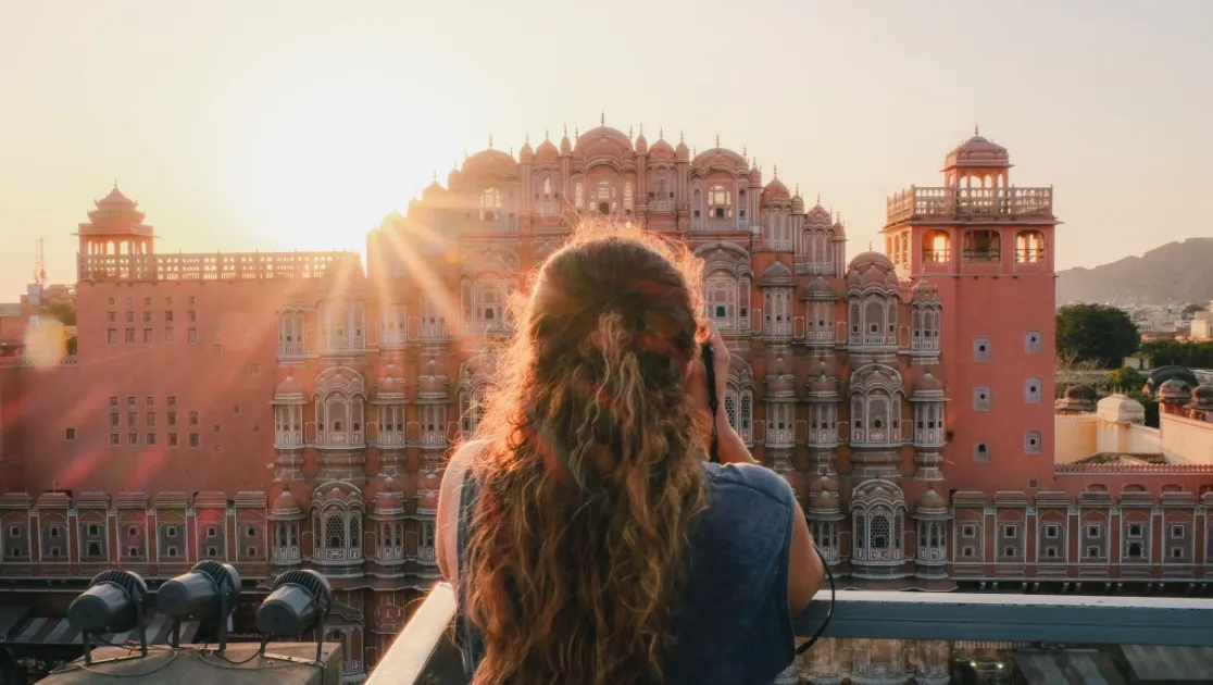 Fachada del Hawa Mahal en Jaipur